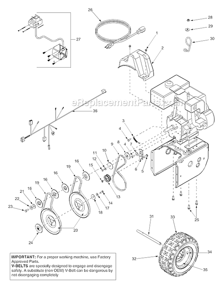 Page B Diagram and Parts List for 31BH5C3F401 2003 Yard Man Snow Blower